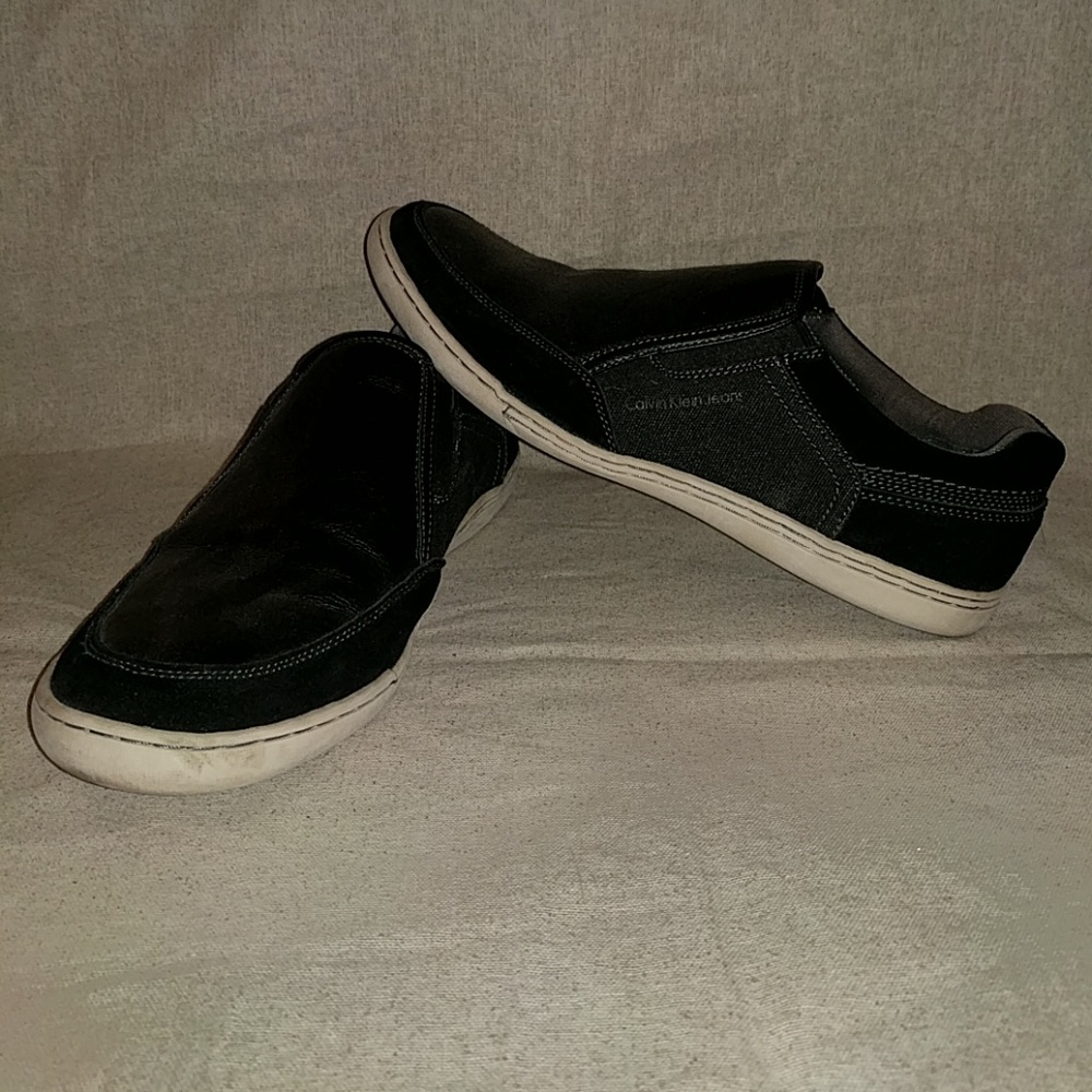 Black Calvin Klein slip on shoes